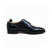 Men's Black Alligator Embossed Leather Dress Shoes - side-view