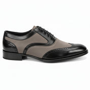 Men's Black and Gray Wingtip Brogue Tuxedo Dress Shoes - side-view