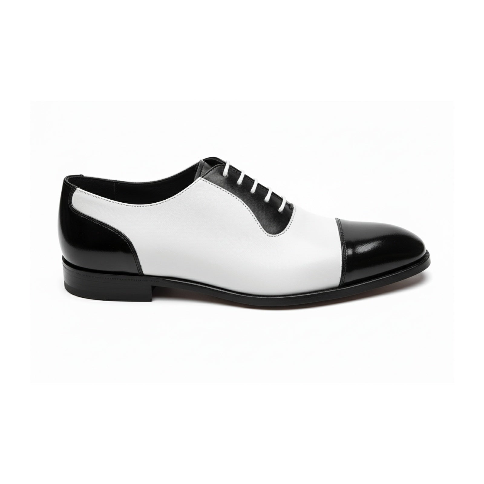 Men's Black and White Spectator Dress Shoes - side-view
