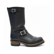 Men's Black Biker Leather Boots - side-view