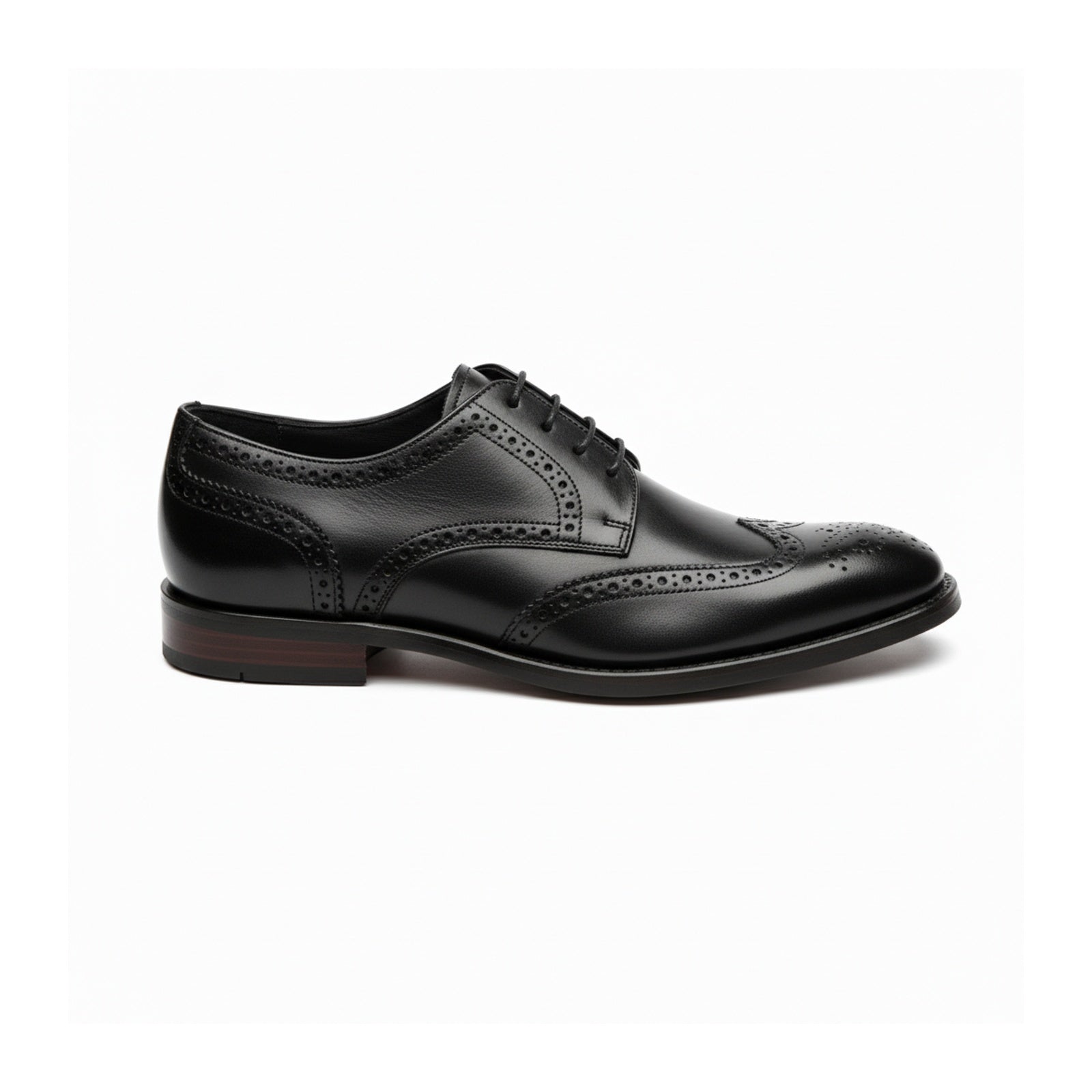 side-view - Men's Black & Brown Leather Wingtip Dress Shoes