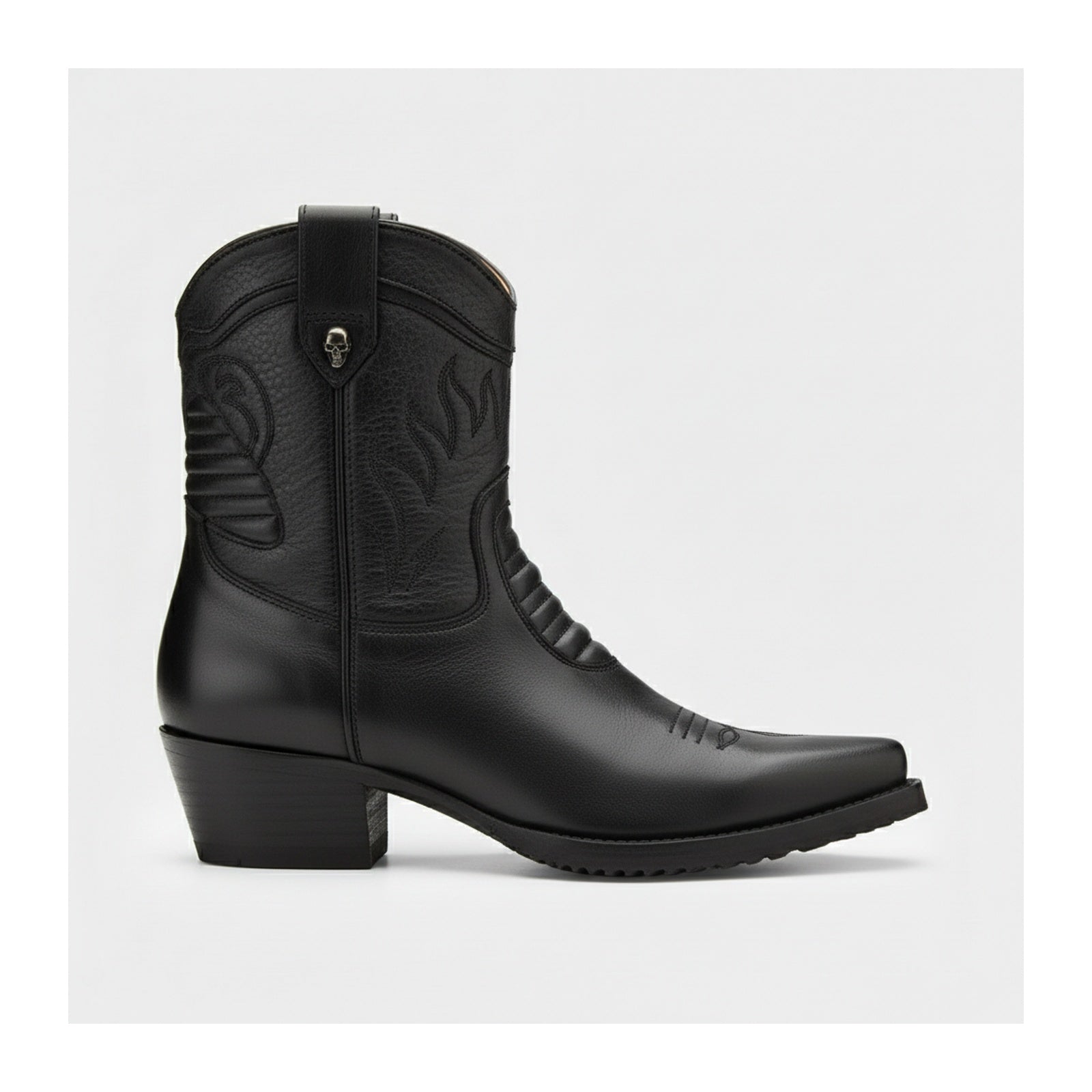 side-view - Men's Black Calf Leather Ankle Boots