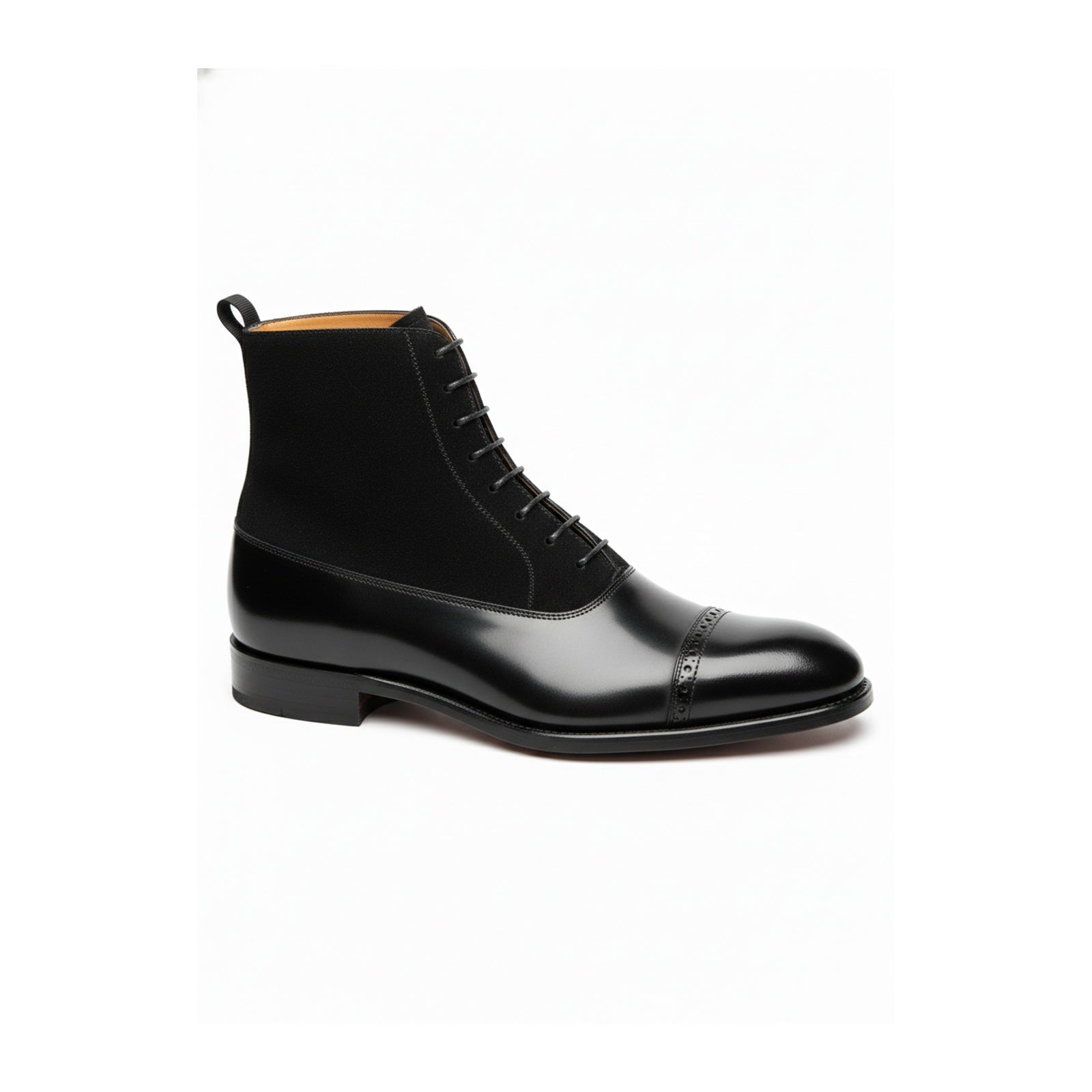 Men's Black Cap Toe Lace-Up Ankle Boots - side-view