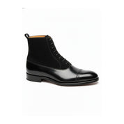 Men's Black Cap Toe Lace-Up Ankle Boots - side-view