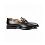side-view - Men's Black Cow Leather Casual Loafers