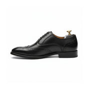 side-view - Men's Black Cow Leather Wingtip Brogues Dress Shoes