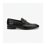 side-view - Men's Black Crocodile Leather Moccasins