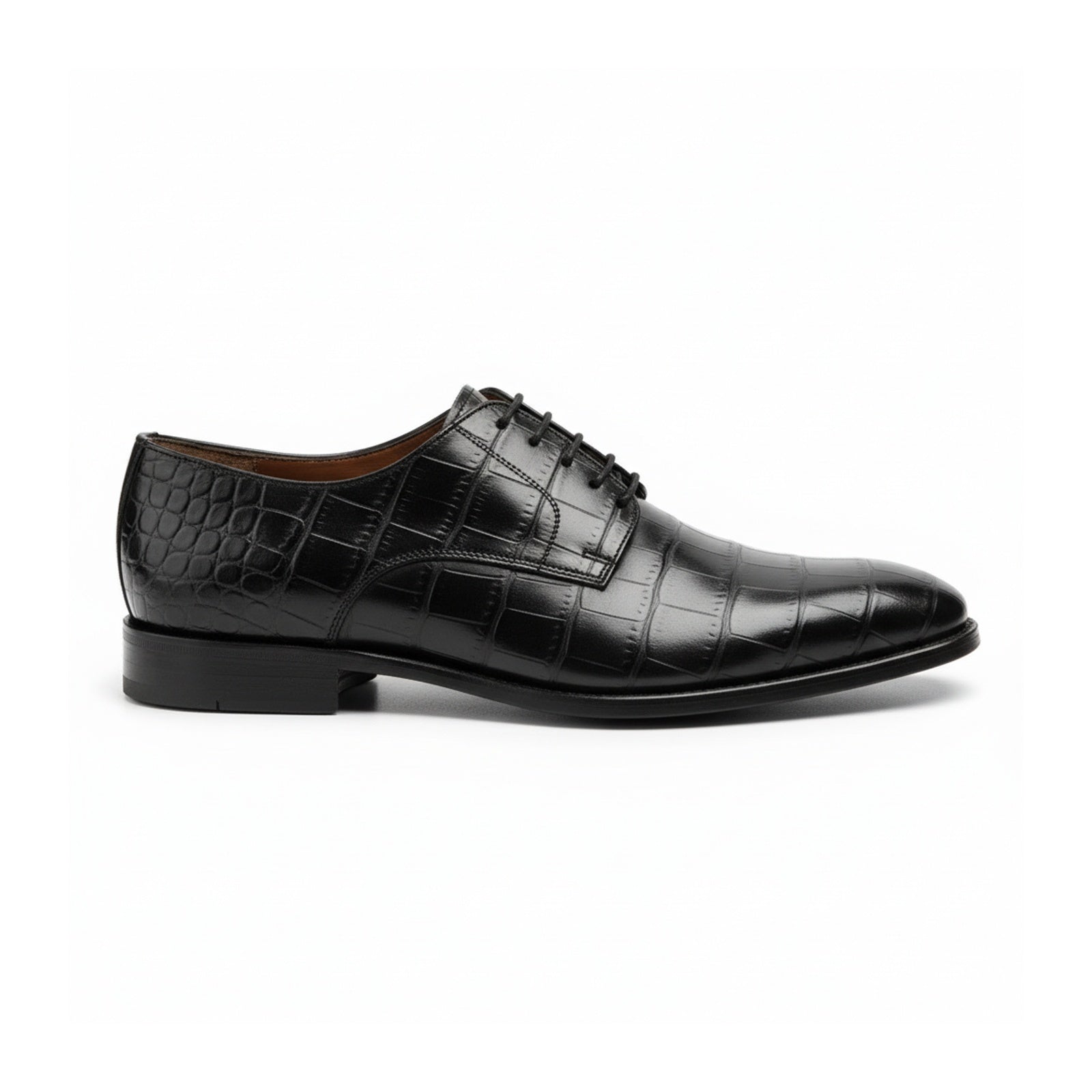 side-view - Men's Black Crocodile Leather Oxford Shoes