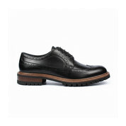 side-view - Men's Black Genuine Leather Brogue Dress Shoes