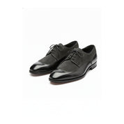 Men's Black Gray Moccasin Business Shoes, Real Leather Suede - side-view