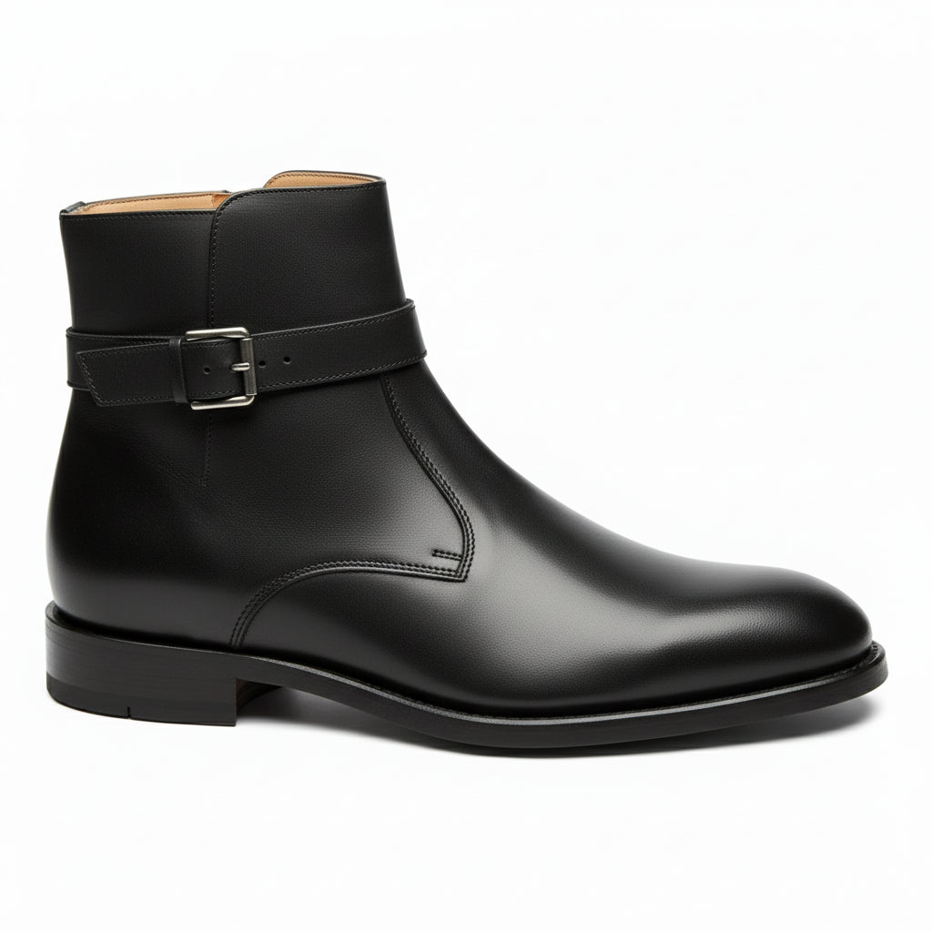 Men's Black Handmade Jodhpurs Ankle Boots - side-view