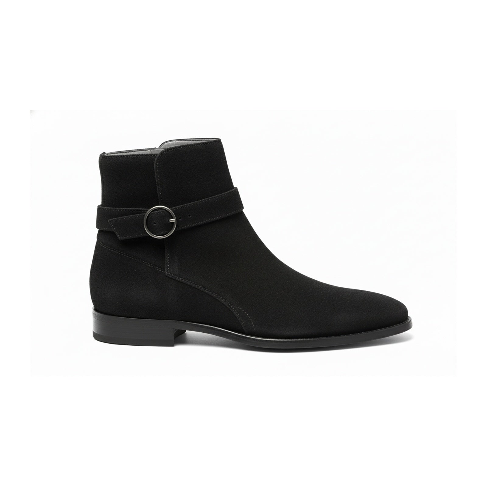 Men's Black Jodhpurs Ankle High Suede Boots - side-view