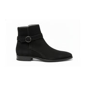 Men's Black Jodhpurs Ankle High Suede Boots - side-view