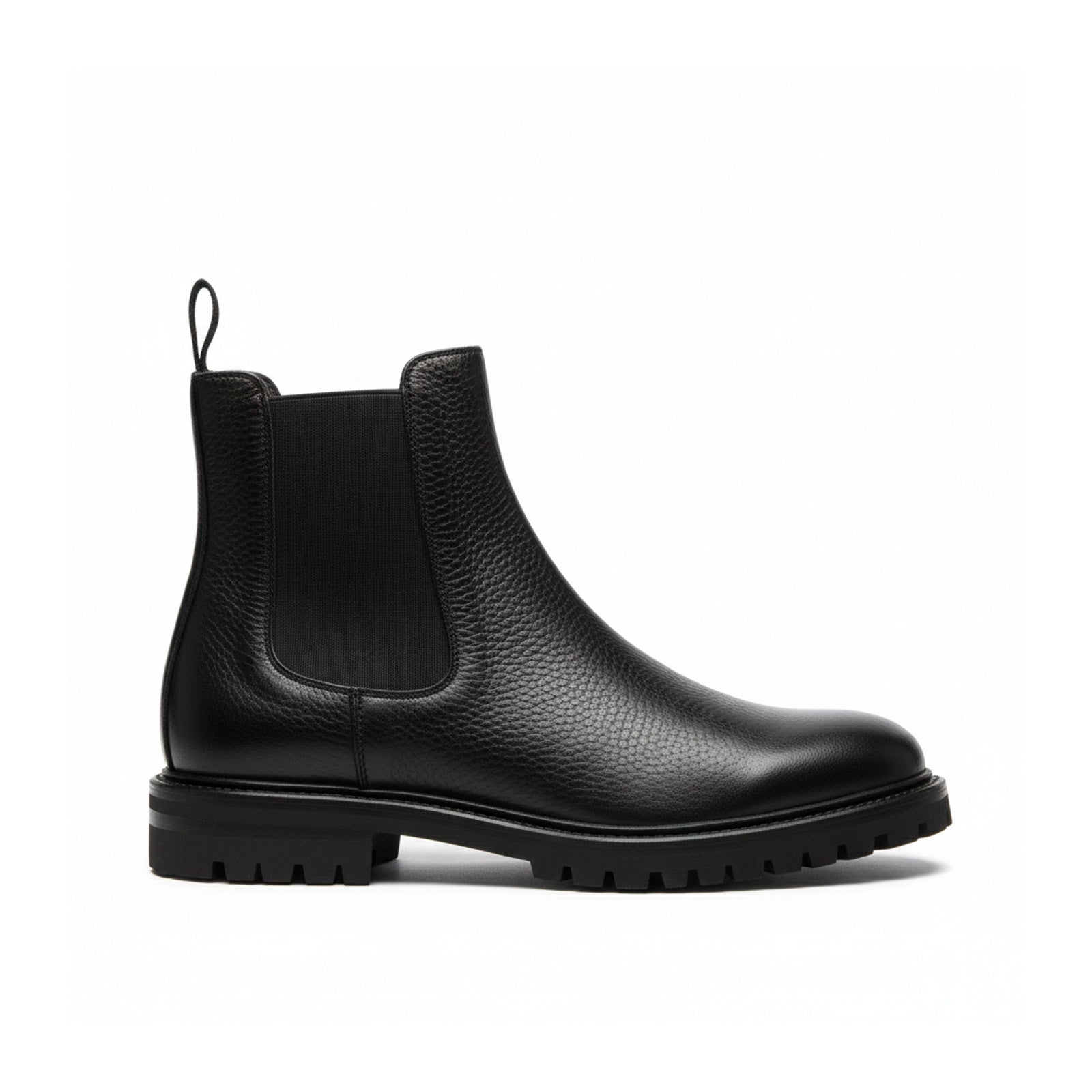 side-view - Men's Black Leather Ankle Boots