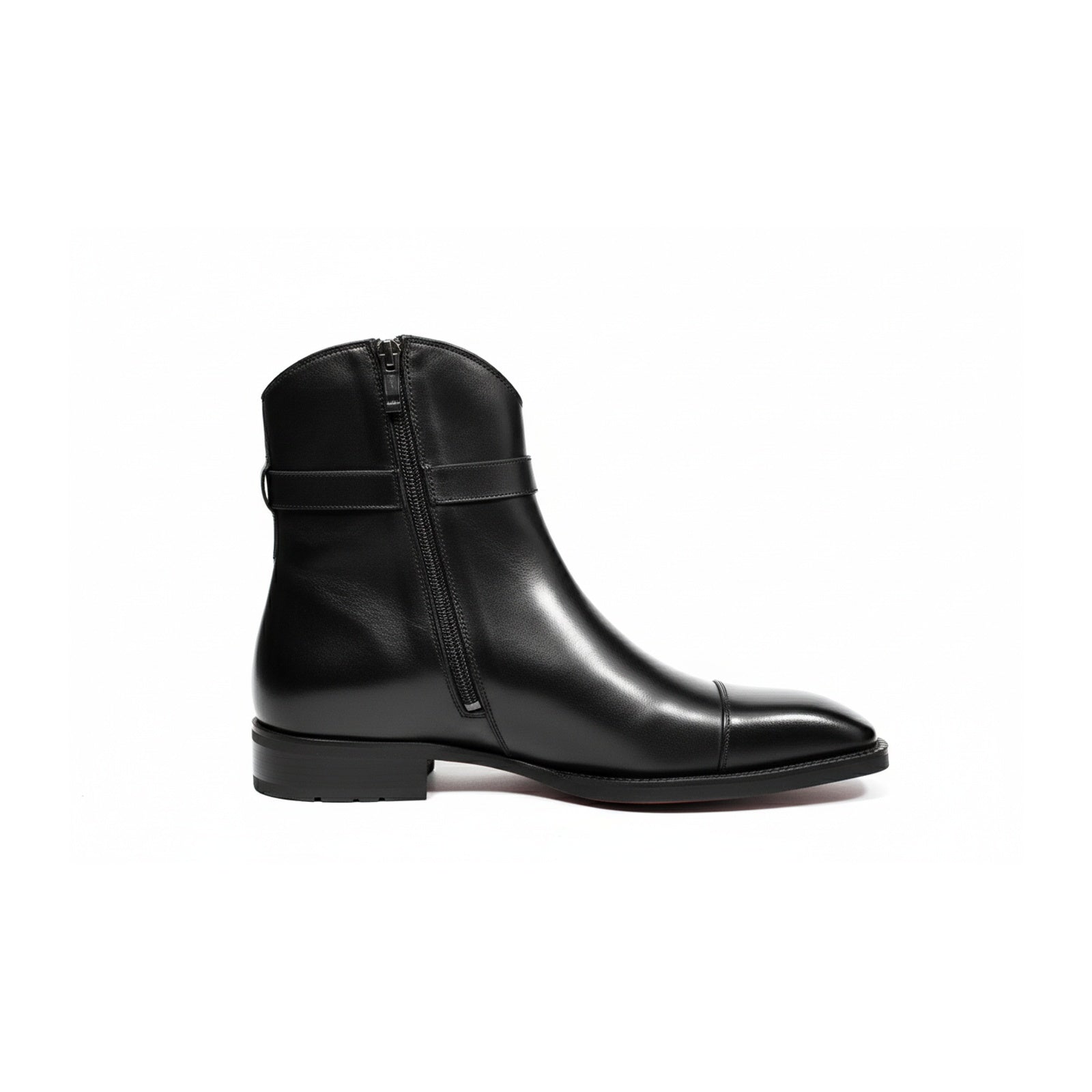 side-view - Men's Black Leather Ankle Boots
