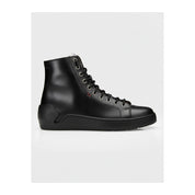 side-view - Men's Black Leather Biker Sneakers