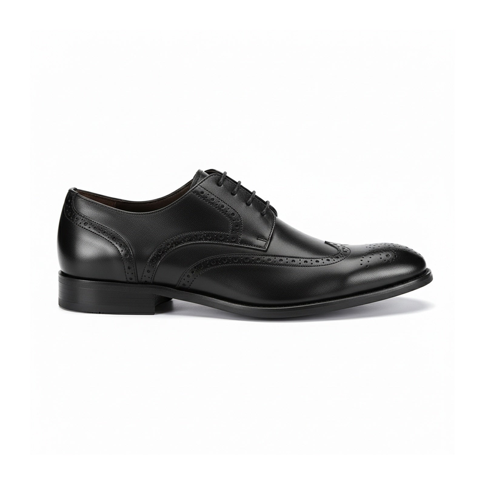 side-view - Men's Black Leather Brogue Dress Shoes