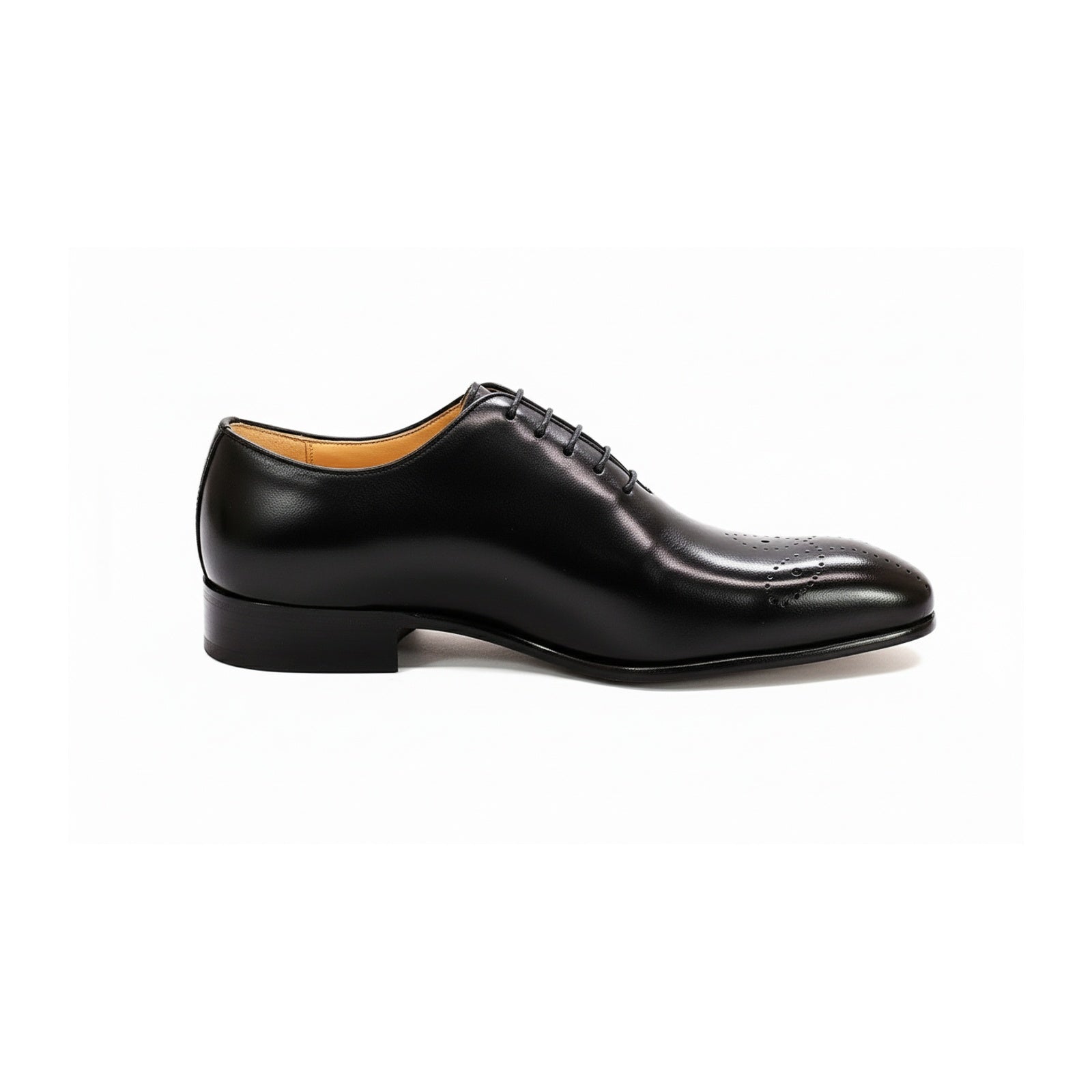 side-view - Men's Black Leather Brogue Dress Shoes