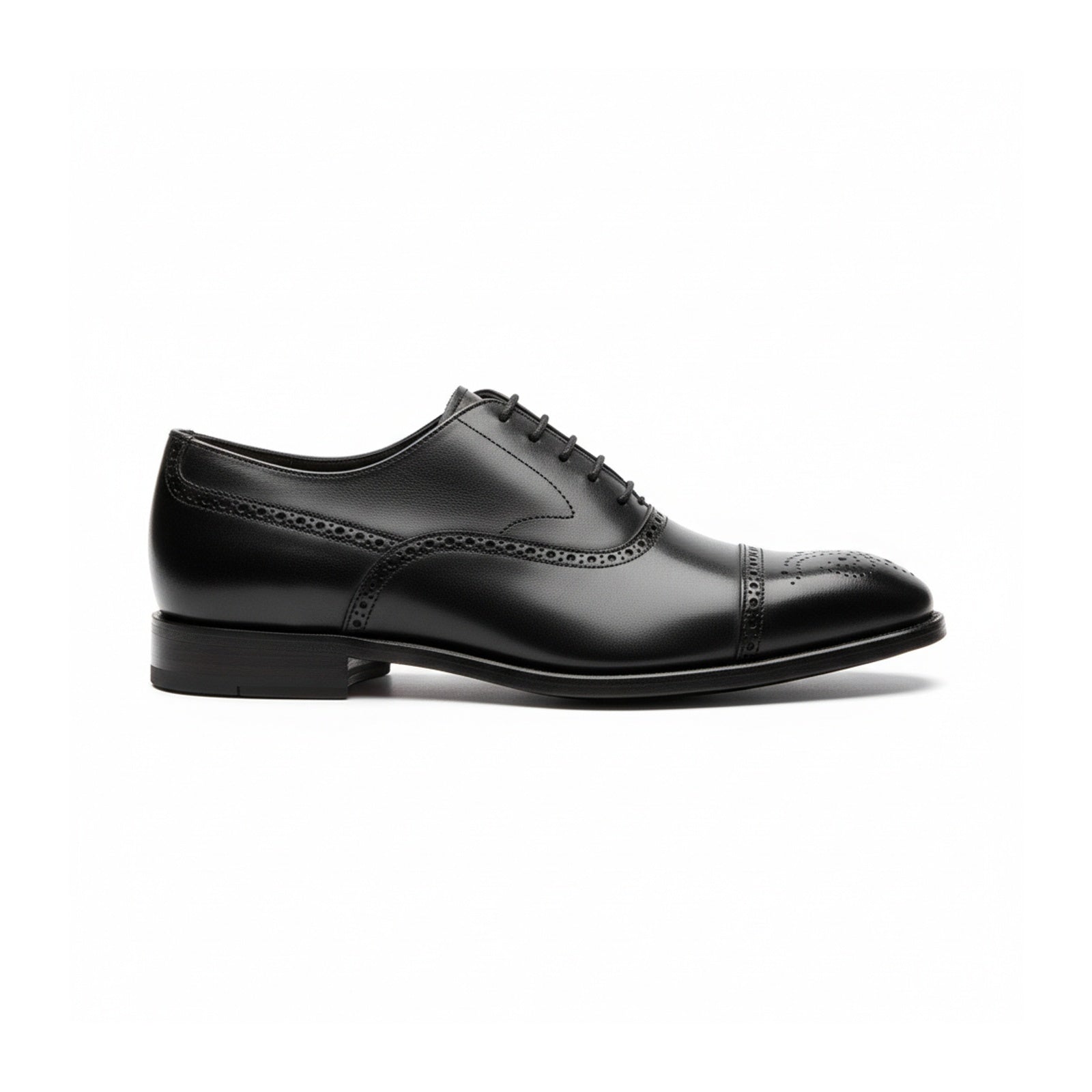 side-view - Men's Black Leather Brogue Oxford Shoes