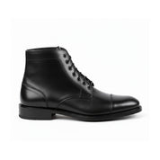 side-view - Men's Black Leather Cap Toe Ankle Boots