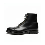 side-view - Men's Black Leather Cap Toe Boots