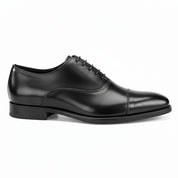 side-view - Men's Black Leather Cap-Toe Dress Shoes