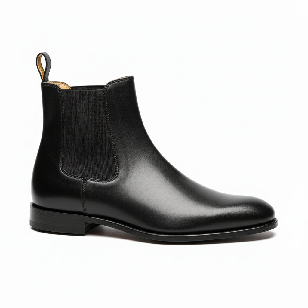 side-view - Men's Black Leather Chelsea Ankle Boots