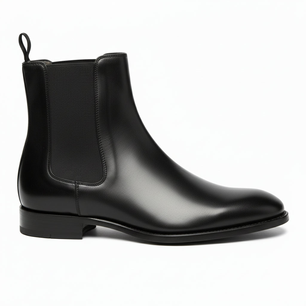 side-view - Men's Black Leather Chelsea Boots Ankle Style