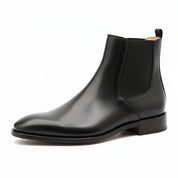 Men's Black Leather Chelsea Boots, Formal Ankle Boots - side-view