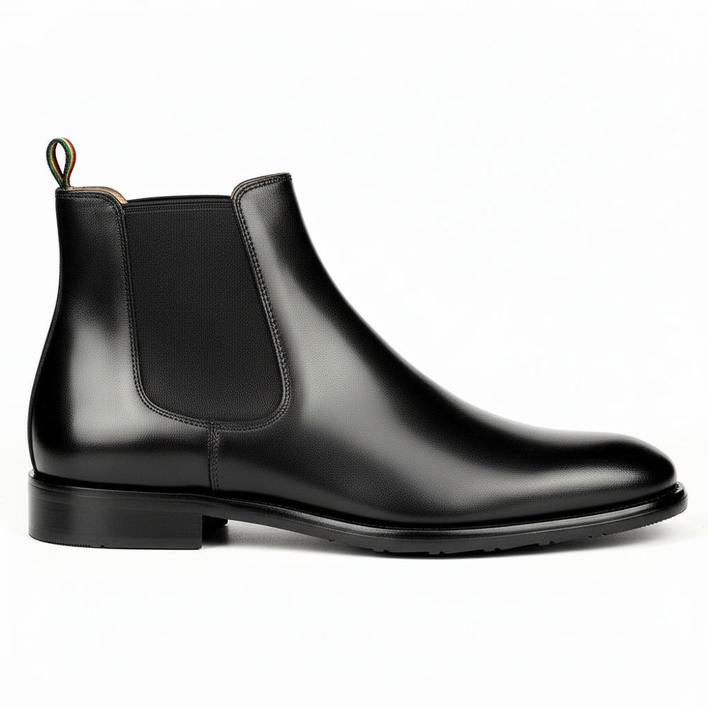 side-view - Men's Black Leather Chelsea Boots