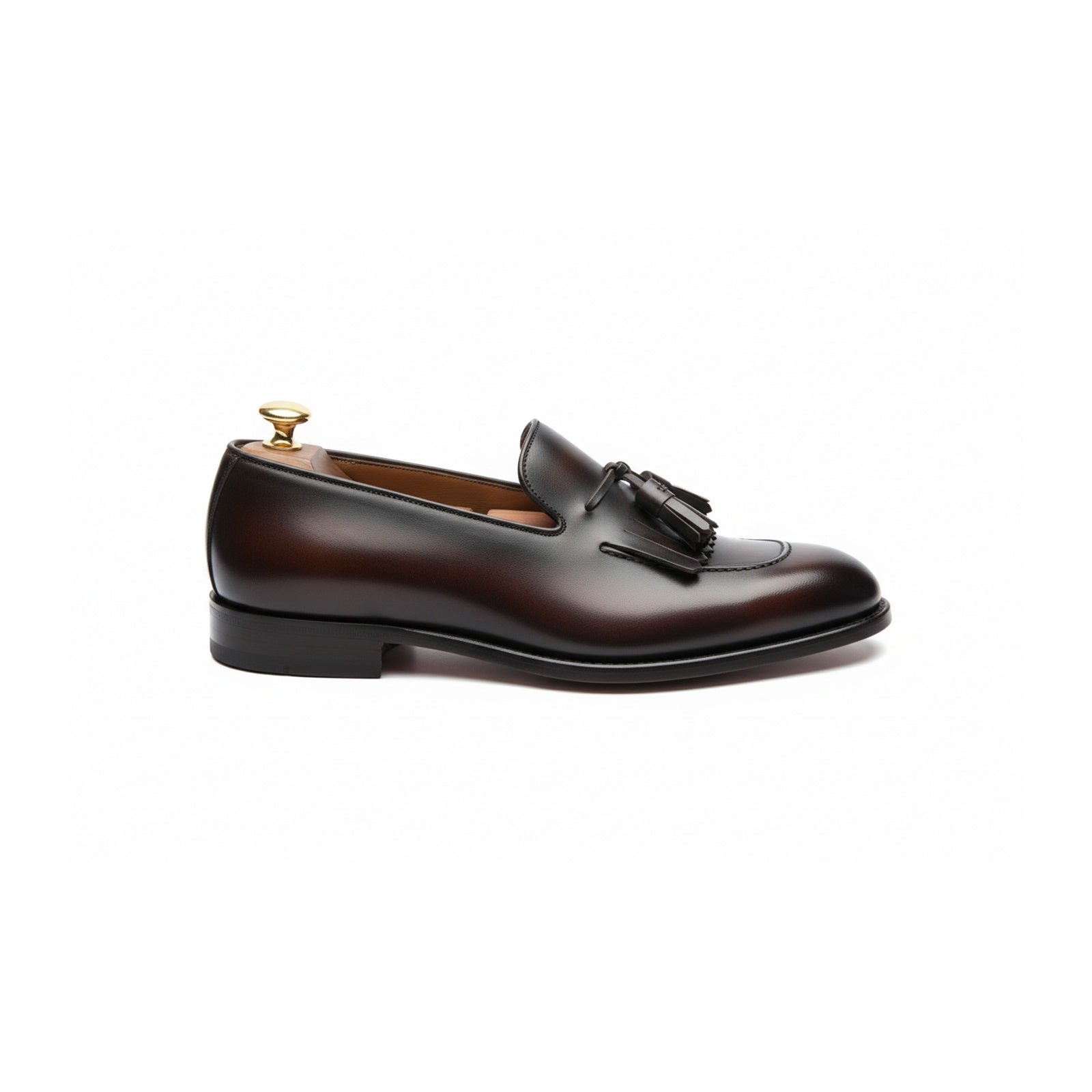 side-view - Men's Black Leather Fringe Moccasins