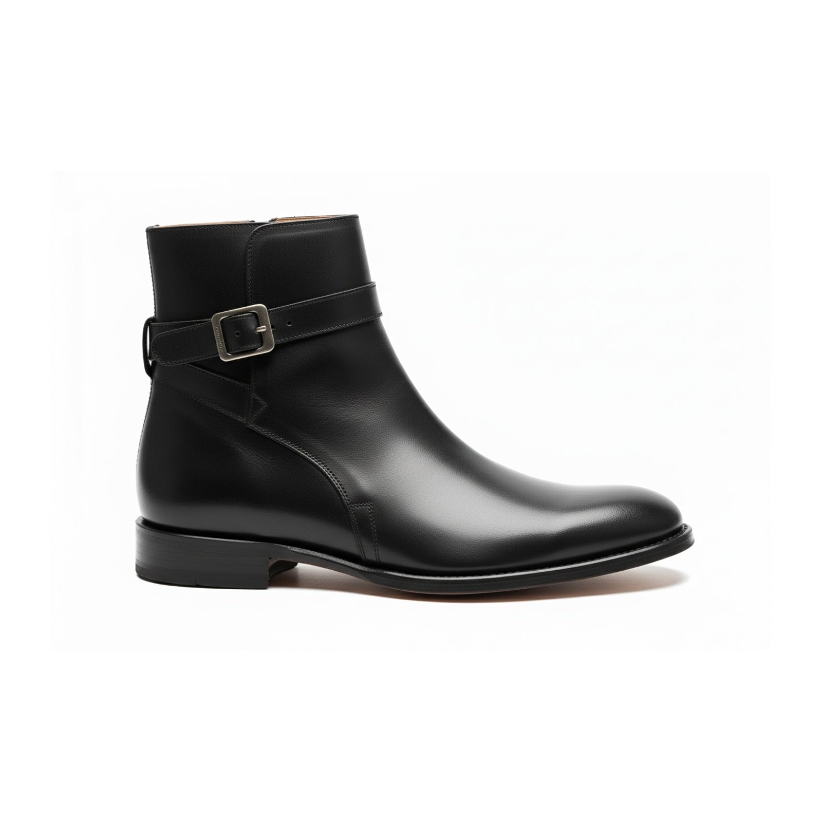 side-view - Men's Black Leather Jodhpur Ankle Boots