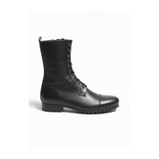 side-view - Men's Black Leather Knee-High Military Boots
