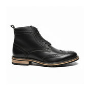 side-view - Men's Black Leather Lace-Up Boots