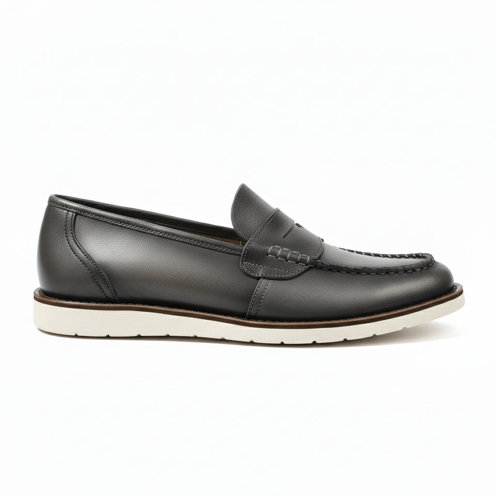 side-view - Men's Black Leather Loafers