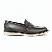 side-view - Men's Black Leather Loafers