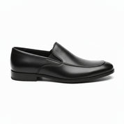 side-view - Men's Black Leather Moccasin Loafers