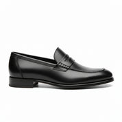 side-view - Men's Black Leather Moccasins with Customizable Fit