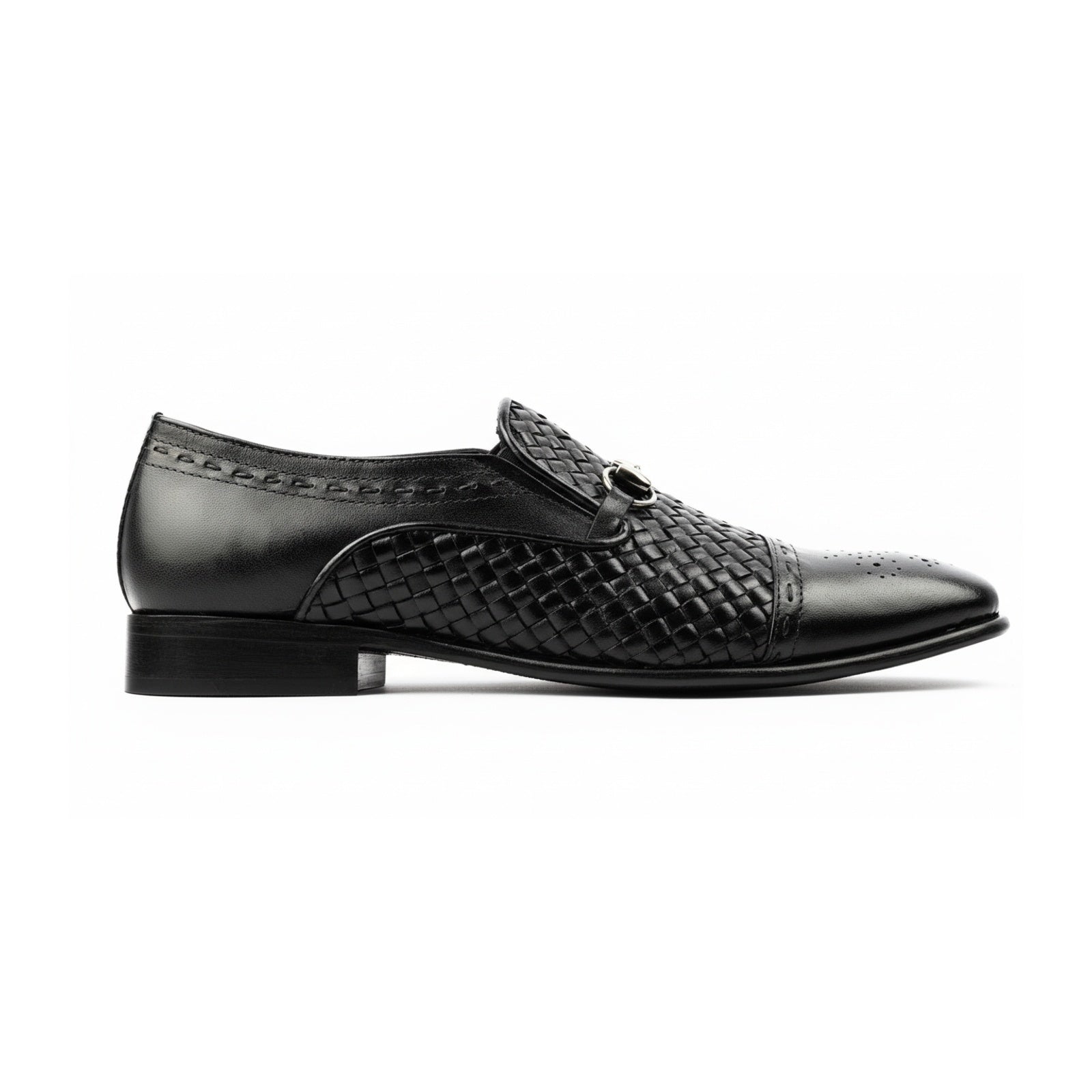 side-view - Men's Black Leather Moccasins