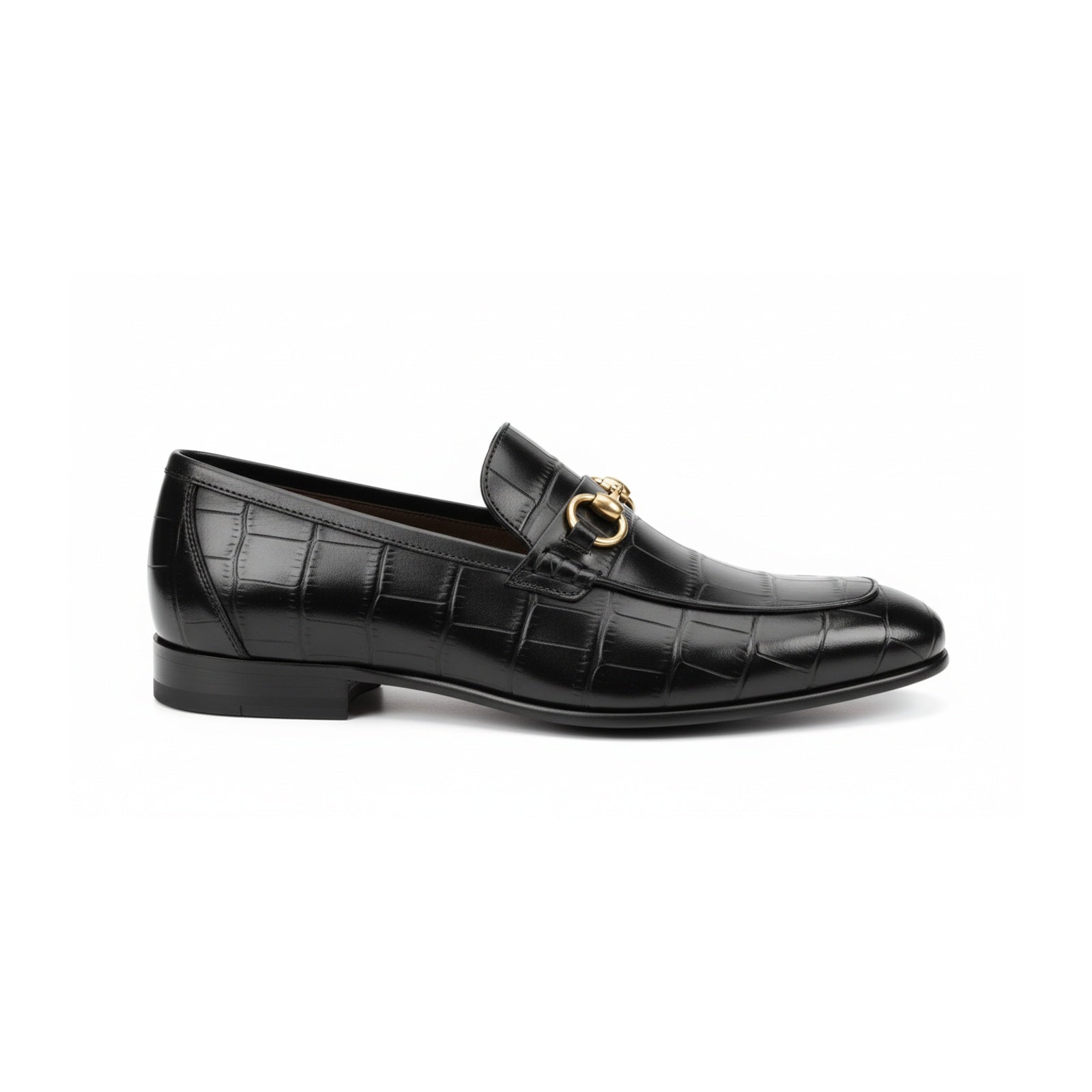 side-view - Men's Black Leather Moccasins