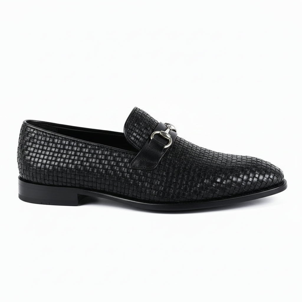 side-view - Men's Black Leather Moccasins