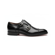 side-view - Men's Black Leather Monk Dress Shoes