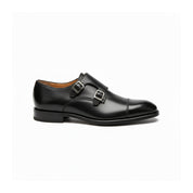 side-view - Men's Black Leather Monk Strap Shoes
