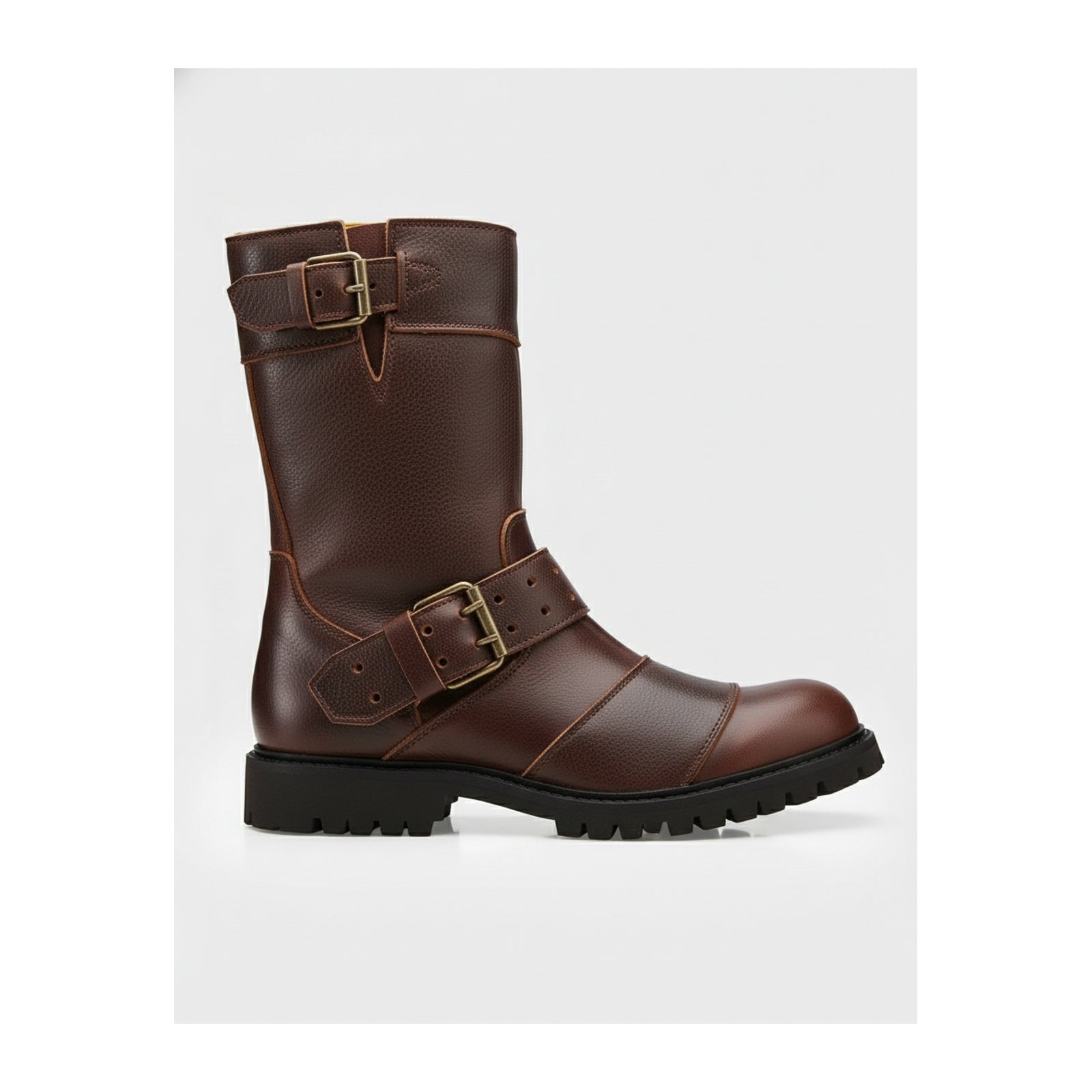 side-view - Men's Black Leather Motorcycle Boots
