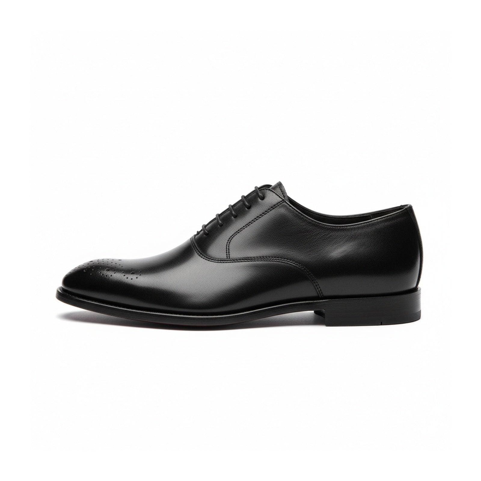 side-view - Men's Black Leather Oxford Brogue Shoes