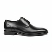side-view - Men's Black Leather Oxford Dress Shoes with Lace-Up Closure