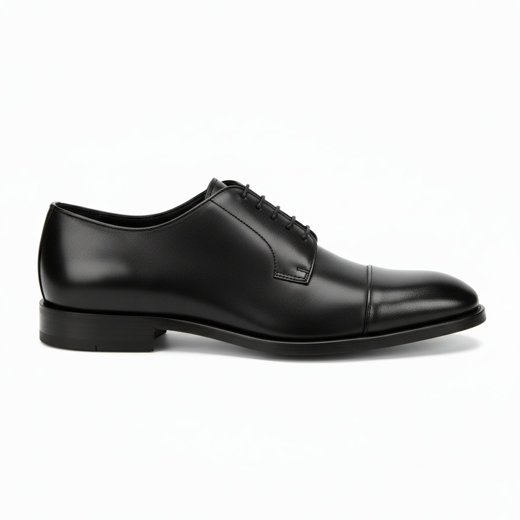 side-view - Men's Black Leather Oxford Dress Shoes