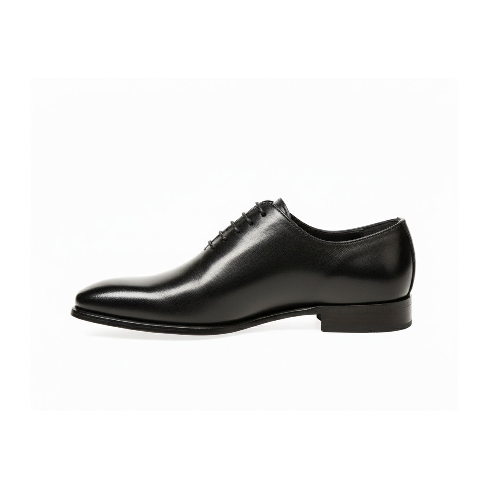 side-view - Men's Black Leather Oxford Shoes with Classic Lace-Up