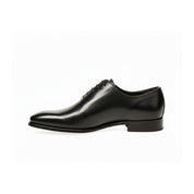 side-view - Men's Black Leather Oxford Shoes with Classic Lace-Up