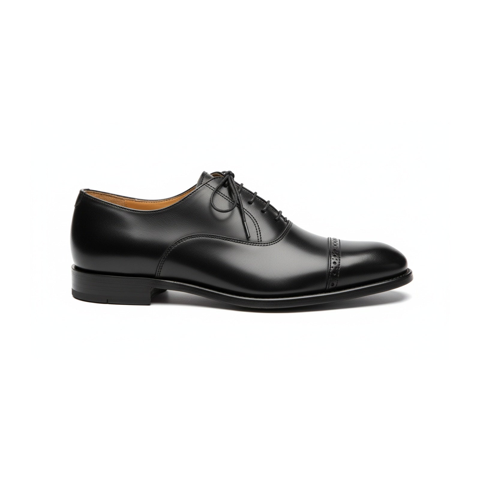 side-view - Men's Black Leather Oxford Wingtip Dress Shoes